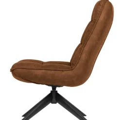 Fauteuils-WOOOD Jouke Draaifauteuil - Kunstleer - Cognac - 97x70x85