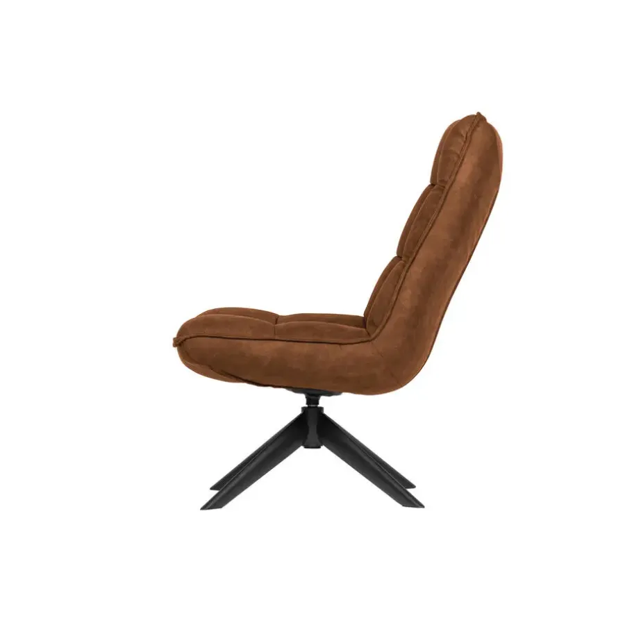 Fauteuils-WOOOD Jouke Draaifauteuil - Kunstleer - Cognac - 97x70x85