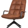 Fauteuils-WOOOD Jouke Draaifauteuil - Kunstleer - Cognac - 96x70x85