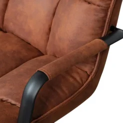 Fauteuils-WOOOD Jouke Draaifauteuil - Kunstleer - Cognac - 96x70x85