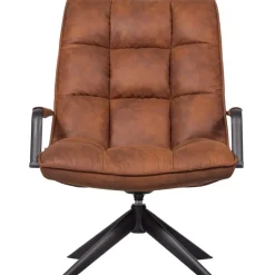 Fauteuils-WOOOD Jouke Draaifauteuil - Kunstleer - Cognac - 96x70x85