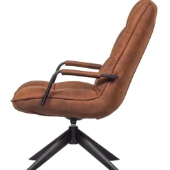 Fauteuils-WOOOD Jouke Draaifauteuil - Kunstleer - Cognac - 96x70x85