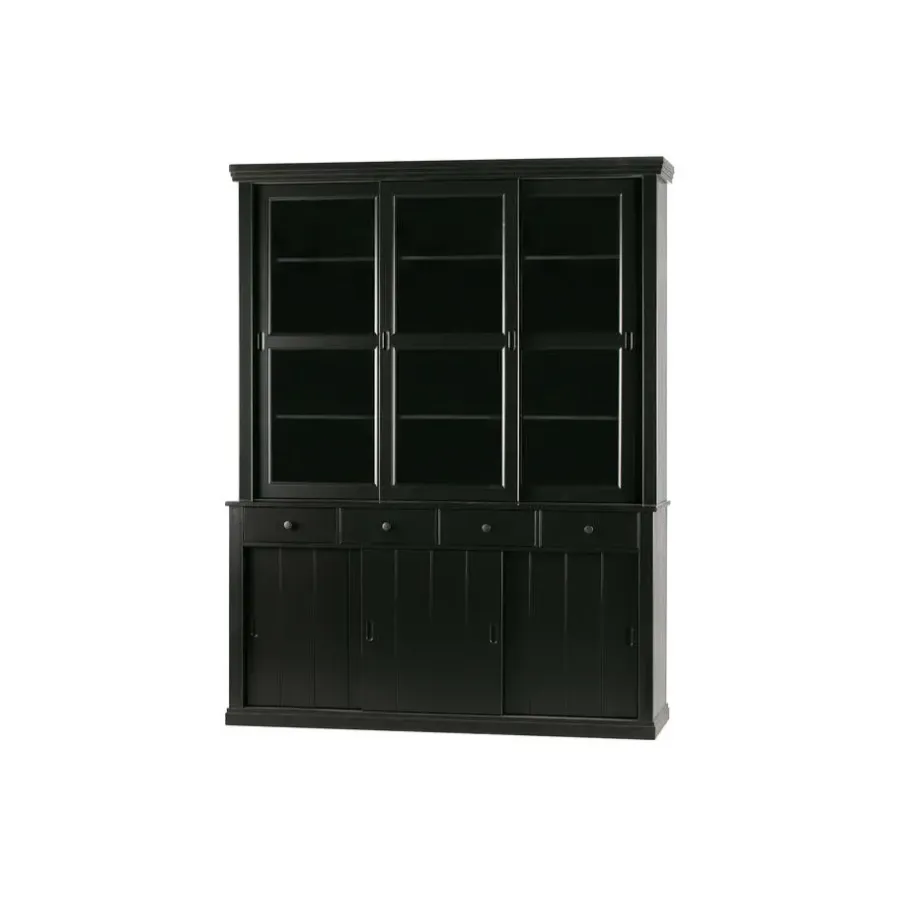 Buffetkasten-WOOOD Lagos Buffetkast - Grenen - Zwart - 214x166x48