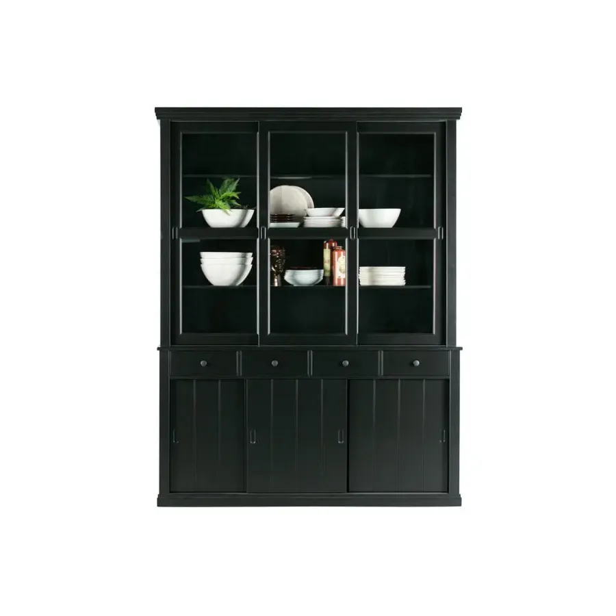 Buffetkasten-WOOOD Lagos Buffetkast - Grenen - Zwart - 214x166x48