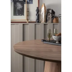 Ronde Eettafels-WOOOD Maan Eettafel - MDF - Walnoot - 75x120x120