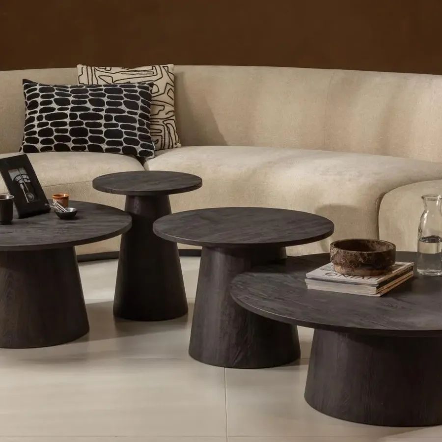 Salontafels-WOOOD Maan Salontafel - MDF - Donkerbruin - 35x100x100