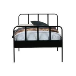 1-Persoons Bedden-WOOOD Mees Bed - Metaal - Zwart - 90x208x95