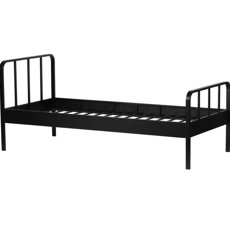 1-Persoons Bedden-WOOOD Mees Bed - Metaal - Zwart - 90x208x95