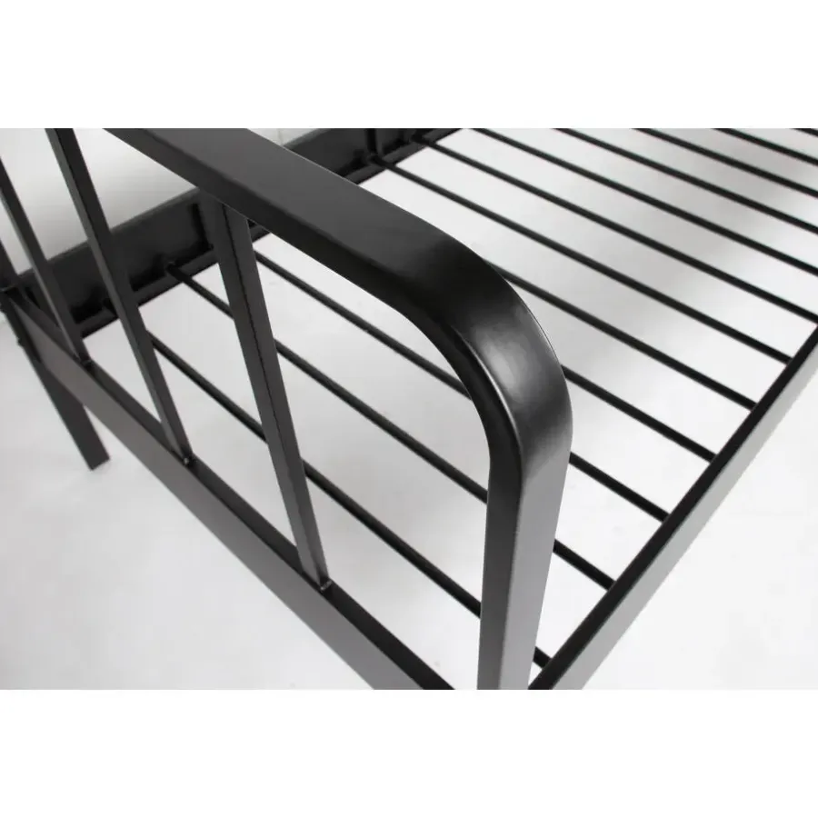 1-Persoons Bedden-WOOOD Mees Bed - Metaal - Zwart - 90x208x95