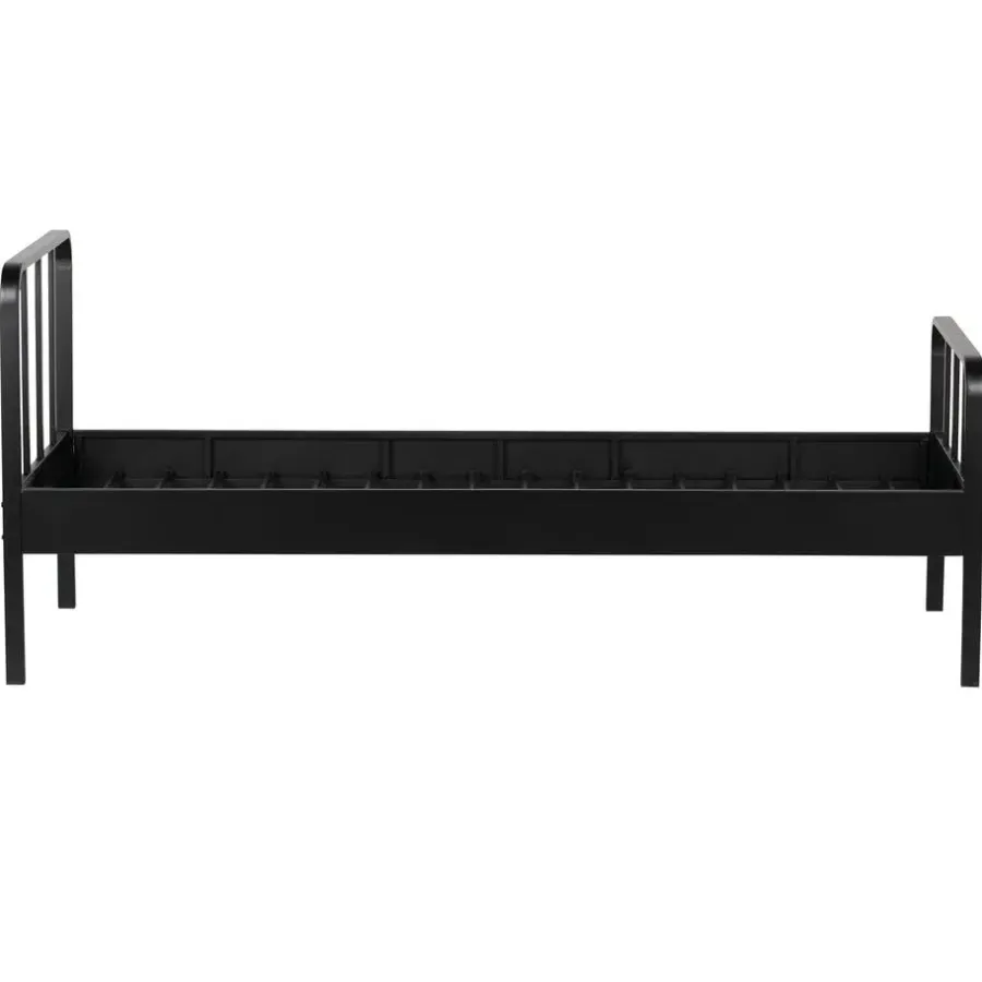 1-Persoons Bedden-WOOOD Mees Bed - Metaal - Zwart - 90x208x95