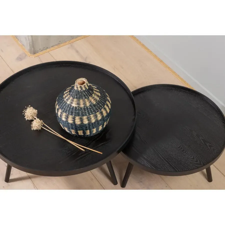 WOOOD Mesa Bijzettafel L - Hout - Zwart - 34xØ60