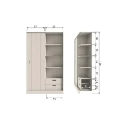 WOOOD Mila Schuifdeurkast - Grenen - Dust - 200x120x42
