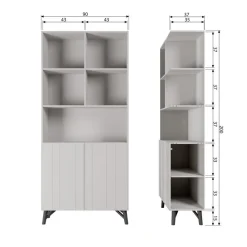 WOOOD Miller 2-Deurs Opbergkast - Grenen - Dust - 200x90x37