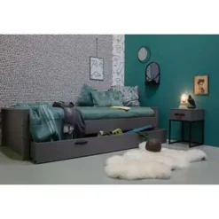 1-Persoons Bedden-WOOOD Morris Bed Excl Lade - Grenen - Leem - 214x53x95