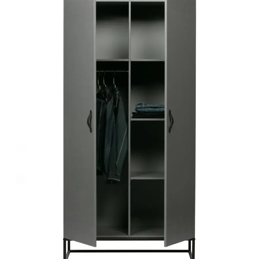 Kledingkasten|Kledingkasten-WOOOD Morris Kast - Grenen - Leem - 195x100x53