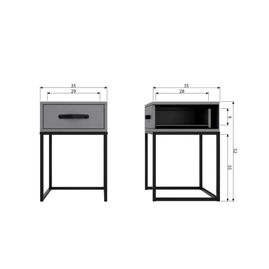 WOOOD Morris Nachtkast - Grenen - Leem - 52x35x35