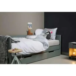 1-Persoons Bedden-WOOOD Nikki Bedbank Excl Lade - Grenen - Jadegroen - 73x208x100
