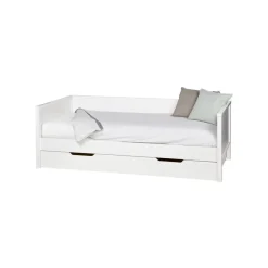 1-Persoons Bedden-WOOOD Nikki Bedbank Incl Bedlade/Lattenrol - Grenen - Wit - 73x208x100