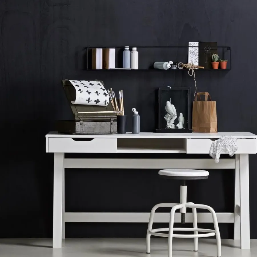 WOOOD Nikki Bureau - Grenenhout - Wit - 75x140x62
