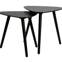 Bijzettafels-WOOOD Nila Bijzettafels - Hout - Zwart - Set van 2