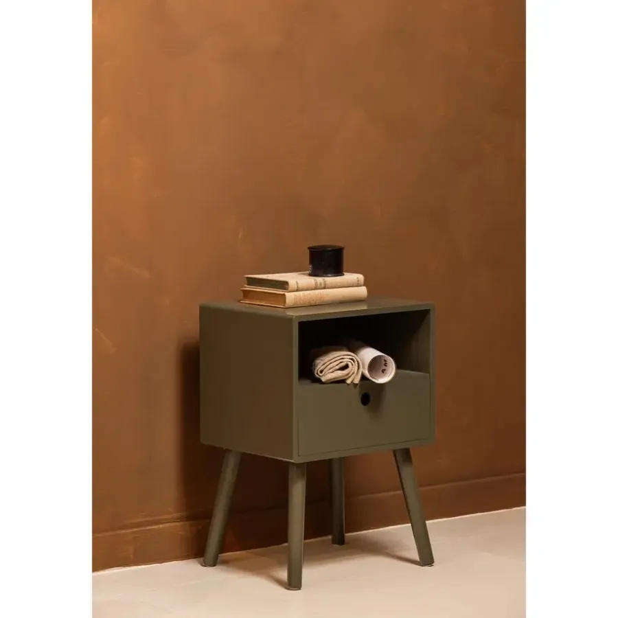 Nachtkastjes|Nachtkastjes-WOOOD Ozzy Nachtkastje Hout Warm Groen 53x36x30