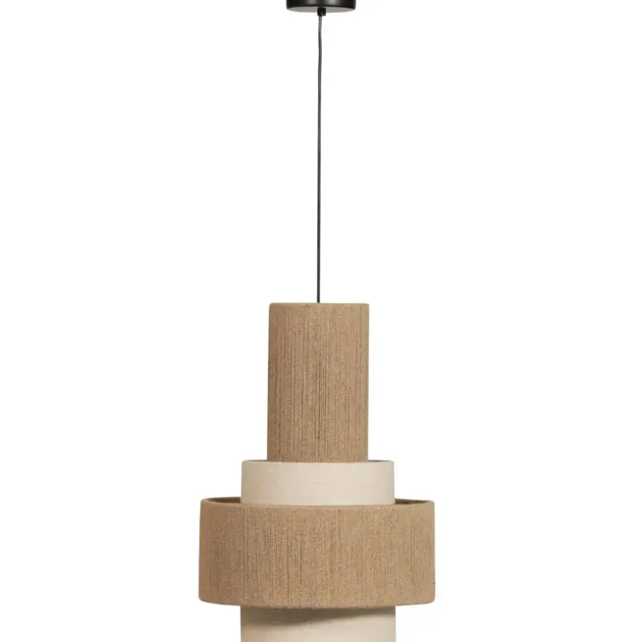 Hanglampen-WOOOD Pelle Hanglamp - Touw - Naturel - 56x38x38
