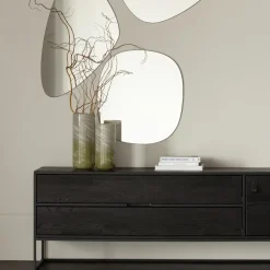 Spiegels-WOOOD Philou Spiegel - Glas/Metaal - Zwart - 60x59x0,5