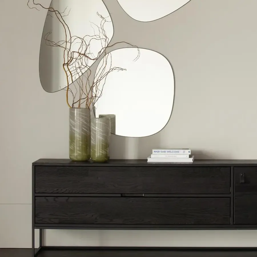 WOOOD Philou Spiegel - Glas/Metaal - Zwart - 80x50x0,5