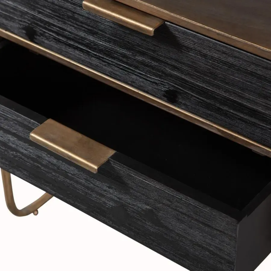 WOOOD Polite Nachtkastje - Metaal/hout - Antique Brass - 62x45x38