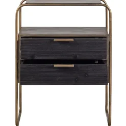 WOOOD Polite Nachtkastje - Metaal/hout - Antique Brass - 62x45x38