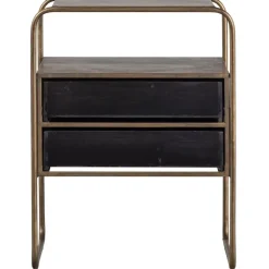WOOOD Polite Nachtkastje - Metaal/hout - Antique Brass - 62x45x38