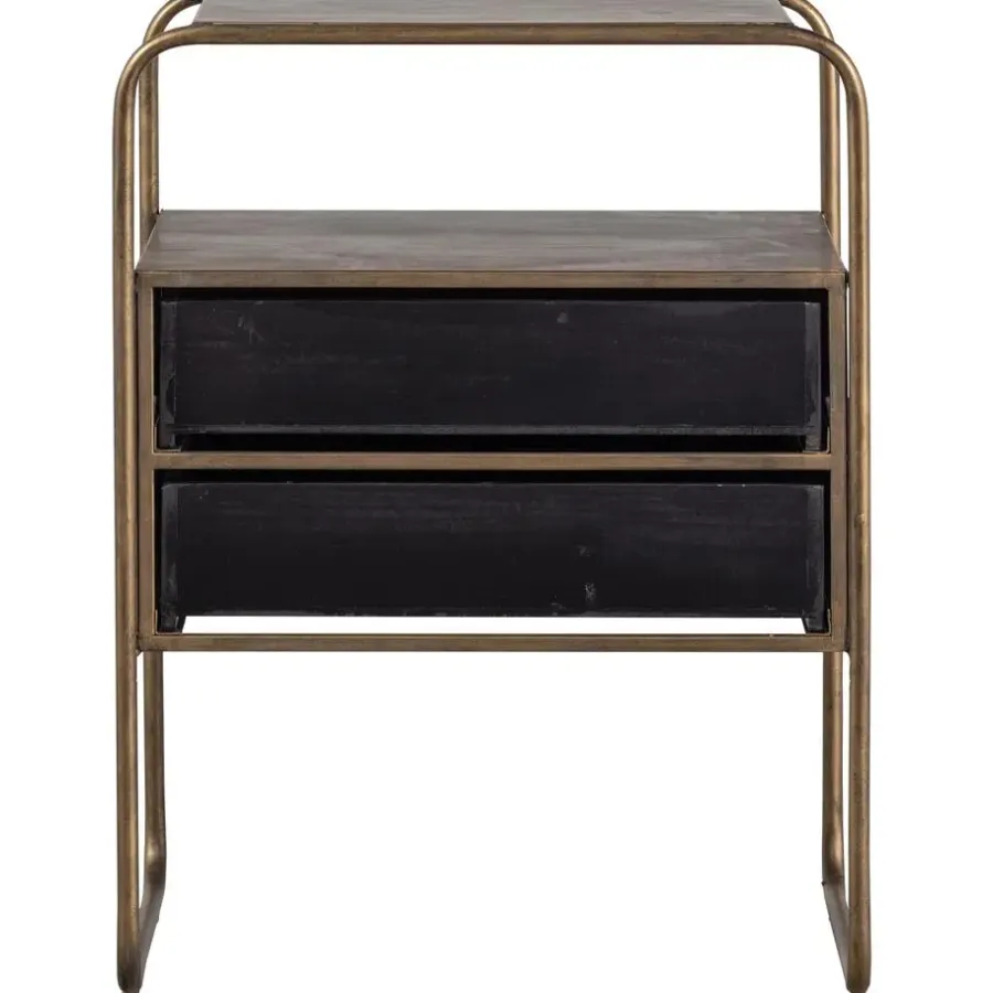 WOOOD Polite Nachtkastje - Metaal/hout - Antique Brass - 62x45x38