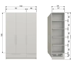 WOOOD Pure 3-deurs Hang/Legkast Splitdeur - Grenen - Dust - 215x142x60