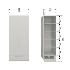 WOOOD Pure 2-deurs Hang/Legkast Splitdeur - Grenen - Dust - 215x95x60