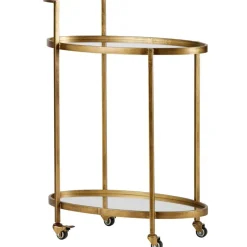 Trolleys-WOOOD Push Trolley - Metaal - Antique Brass - 86x67x35