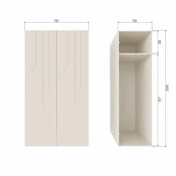 Kledingkasten|Kledingkasten-WOOOD Rain 2-deurs kledingkast - Grenen - Dust - 200x110x57