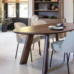 Ovale Eettafels-WOOOD Roundly Eetkamertafel - Mangohout - Walnoot - 76x200x100