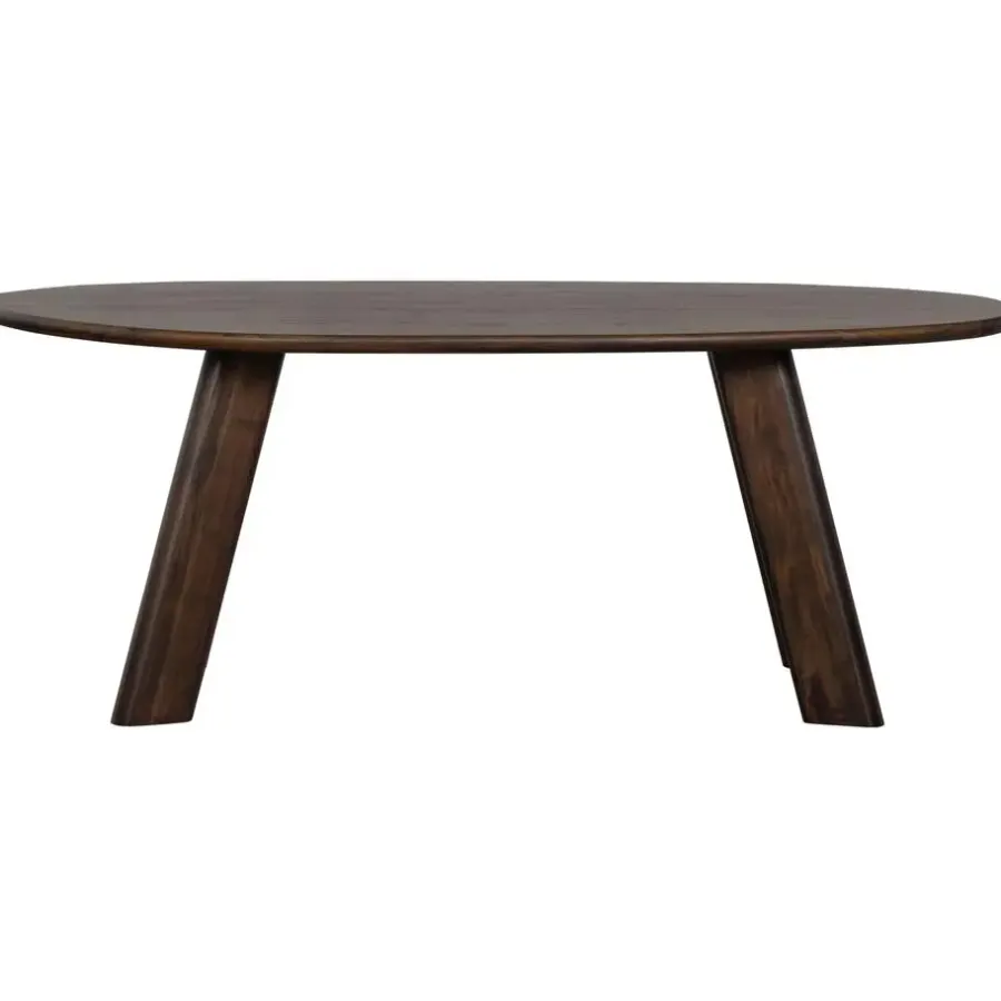 Ovale Eettafels-WOOOD Roundly Eetkamertafel - Mangohout - Walnoot - 76x200x100