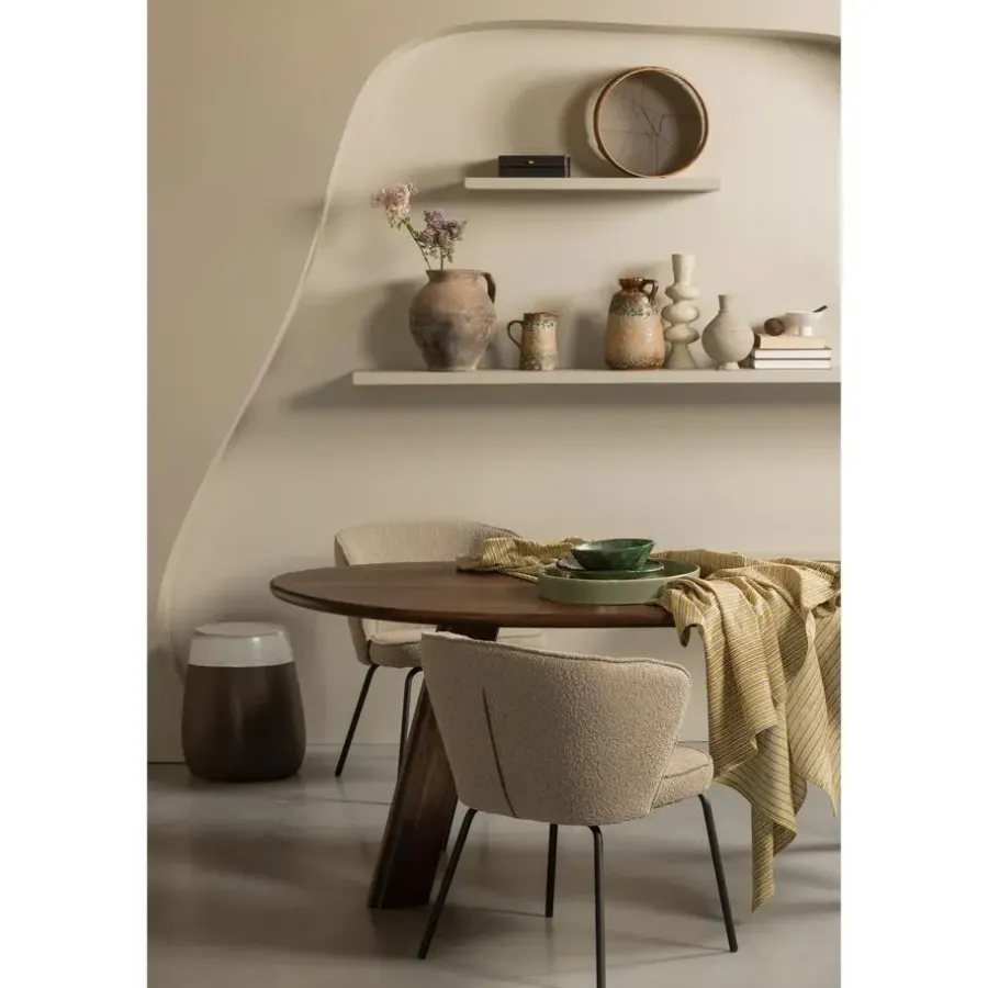 Ovale Eettafels-WOOOD Roundly Eetkamertafel - Mangohout - Walnoot - 76x200x100