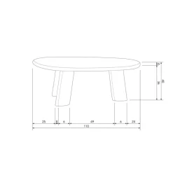 WOOOD Roundly Salontafel - Mangohout - Walnoot - 40x110x60