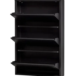 Schoenenkasten-WOOOD Sabine 3-Vaks Schoenenkast - Metaal - Zwart - 103x66x16