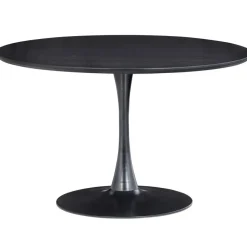 WOOOD Sammy Ronde Eettafel - MDF/staal - Zwart - 75x120x120