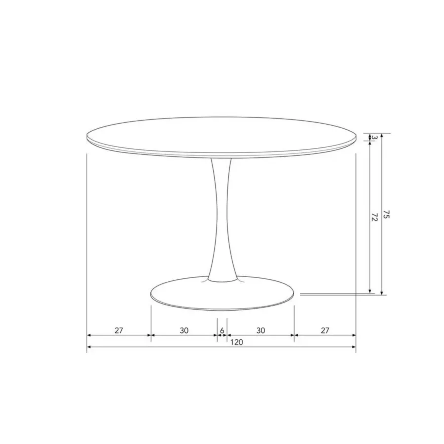 WOOOD Sammy Ronde Eettafel - MDF/staal - Zwart - 75x120x120