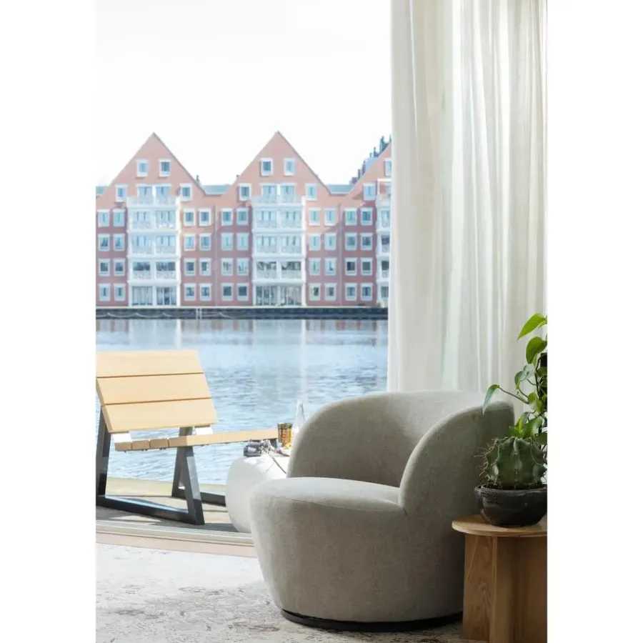 Fauteuils-WOOOD Serra Draaifauteuil - Geweven Stof - Zand - 68x70x77