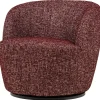 Fauteuils-WOOOD Serra Draaifauteuil - Melange Stof - Bordeauxrood - 68x70x77