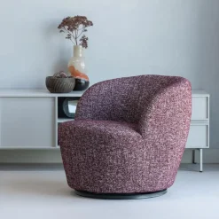 Fauteuils-WOOOD Serra Draaifauteuil - Melange Stof - Bordeauxrood - 68x70x77