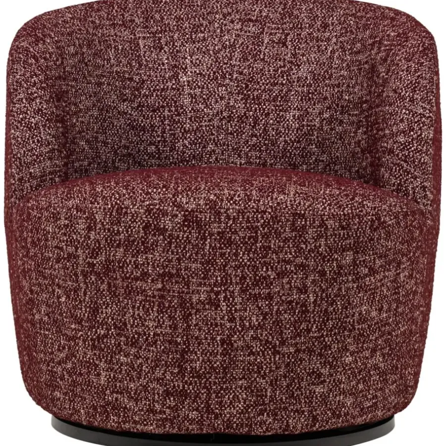 Fauteuils-WOOOD Serra Draaifauteuil - Melange Stof - Bordeauxrood - 68x70x77