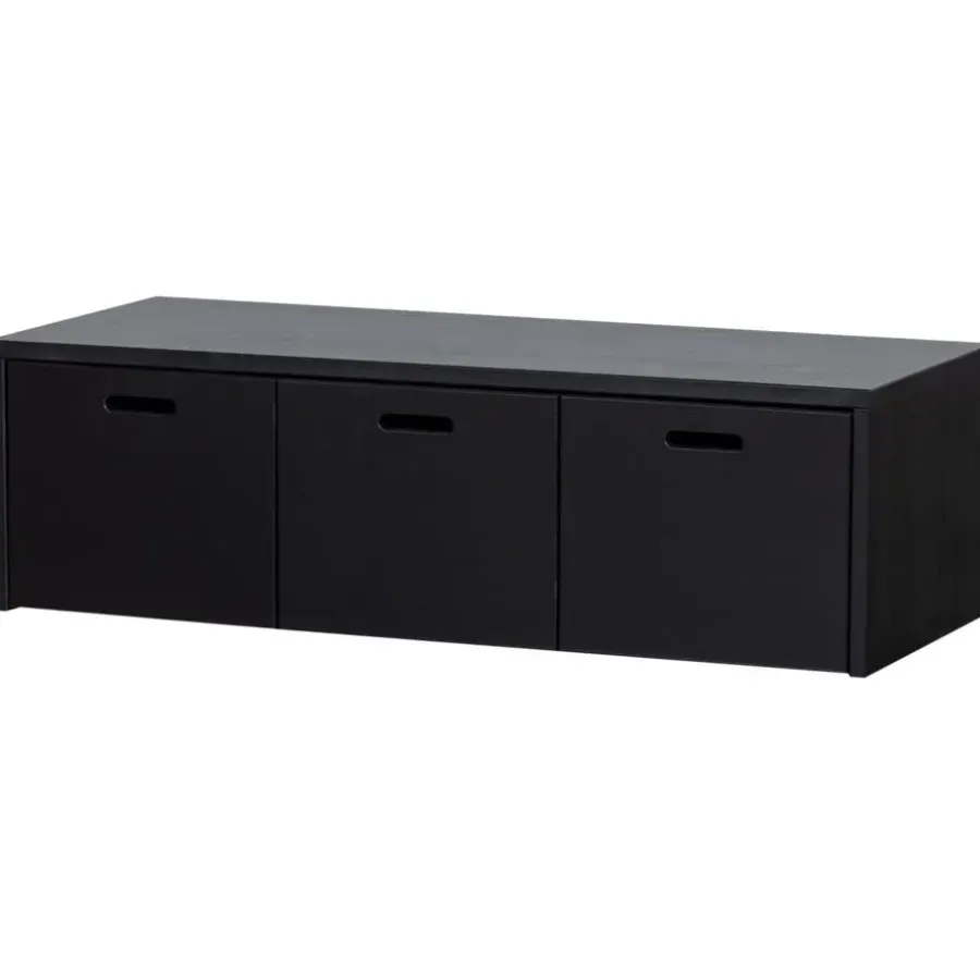 Bankjes-WOOOD Silke Kistbank Met Lades - Grenen - Diepzwart - 36x120x50