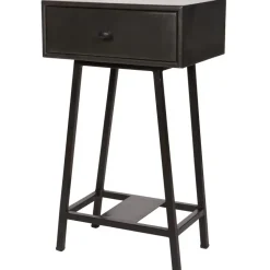 Sidetables-WOOOD Skybox Sidetable - Hout/Metaal - Zwart - 70x45x30