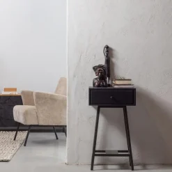Sidetables-WOOOD Skybox Sidetable - Hout/Metaal - Zwart - 70x45x30